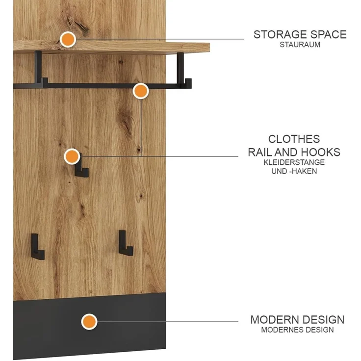 Wandgarderobe Selena Anthrazit 44 x 83 cm Vicco – Bild 9