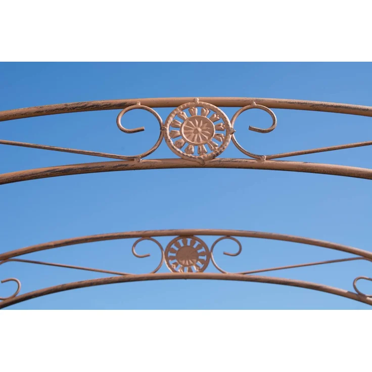 Rosenbogen MINDEN mit Tor - 120x40x220cm, Metall, Antik-Braun | Rankhilfe Rosen Rankgitter Gartendekoration – Bild 5