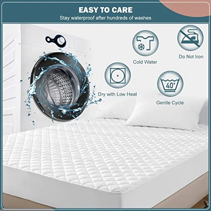 Dudu N Girlie Gesteppter wasserdichter Reisebett Matratzenschoner 65x95 cm - Stoff hypoallergen und geräuschlos Spannbettlaken Bezug - 100% wasserdichter Matratzenschoner Kinderbett Matratzenauflage – Bild 7