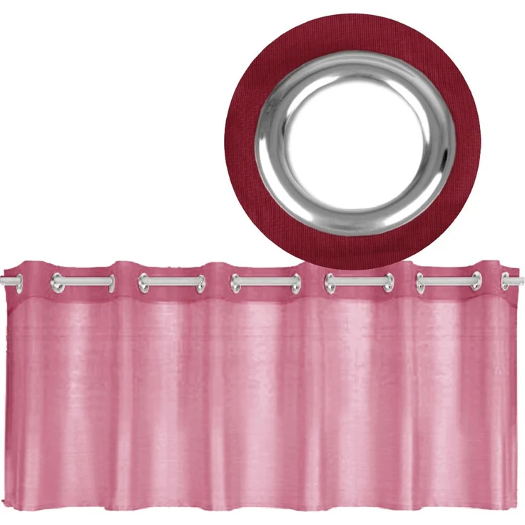 Ösen-Bistrogardine in B160cm x L60cm, transparente uni Scheibengardine Voile in vielen verschiedenen Farben erhältlich (bordaux - beere) – Bild 1