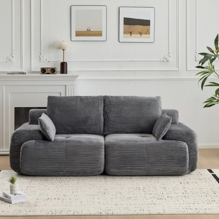 Leawin Ecksofa Ecksofa 3-Sitzer Sofa mit Hocker, ohne Montage, ergonomisch, Modulares Sofa, 32D Polsterung für Wohnzimmer, Schlafzimmer & Büro – Bild 2