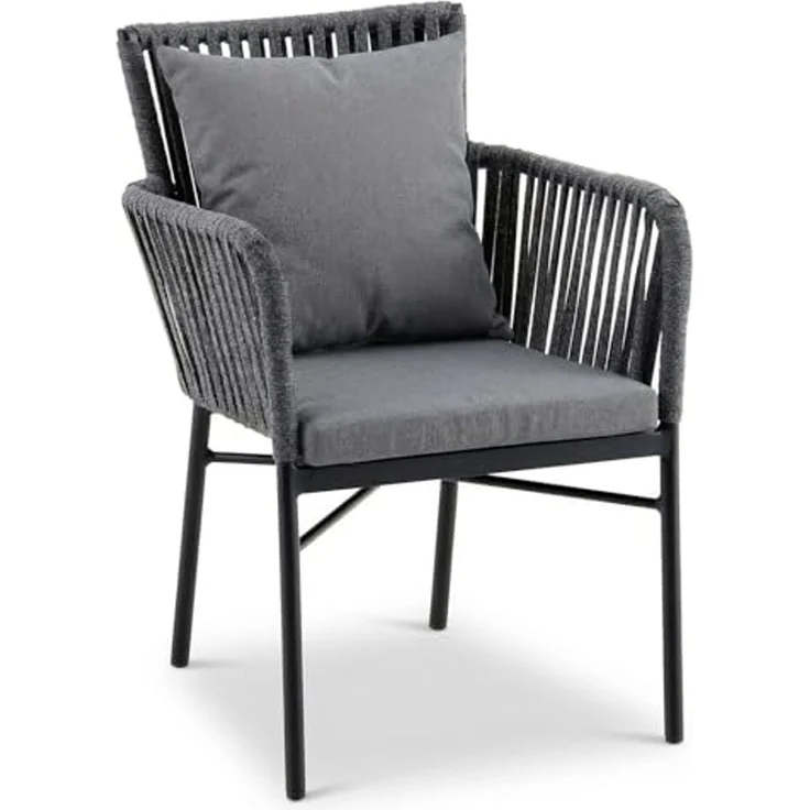 IDIMEX Garten-Essgruppe AFUERA, Gartenmöbelset für 8 Personen, wetterfester Materialmix Schwarz – Bild 4