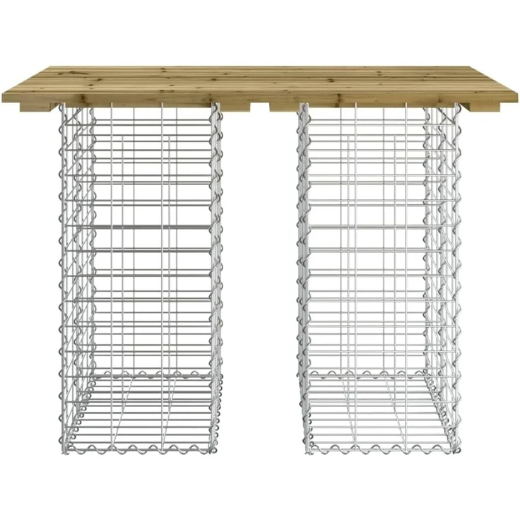 DELUKE® Gartenbank Gabionen TELLE aus Stahl 100x70x72cm Kiefernholz Braun, 30cm Gabionenbreite Gabionenbank Gartentisch aus Gabionen Steinkorb Gabionengitter Ziergabione Drahtkorb befüllbar – Bild 4