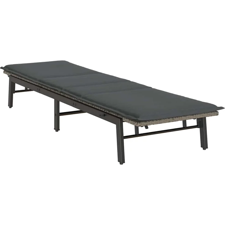 vidaXL Sonnenliege mit Auflage Grau Poly Rattan 4104081 – Bild 3