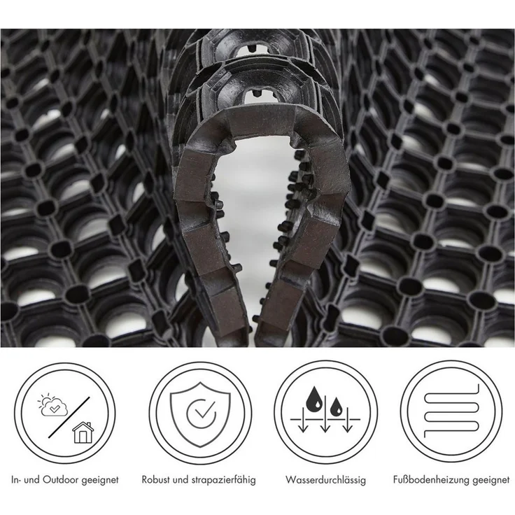 Andiamo Fußmatte Gummi Ringmatte, rechteckig, Höhe: 15 mm, Schmutzfangmatte, In- und Outdoor geeignet, besonders robust – Bild 3