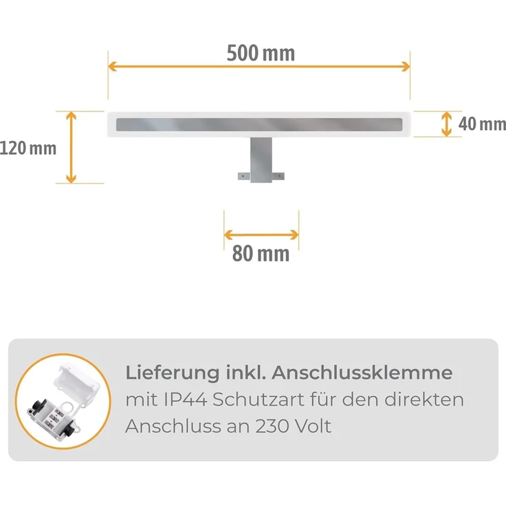 SSC-LUXon LED Bilderleuchte LINA 3-in-1 Bad Spiegelleuchte 50cm warmweiss LED 11W IP44 chrom, Warmweiß – Bild 7