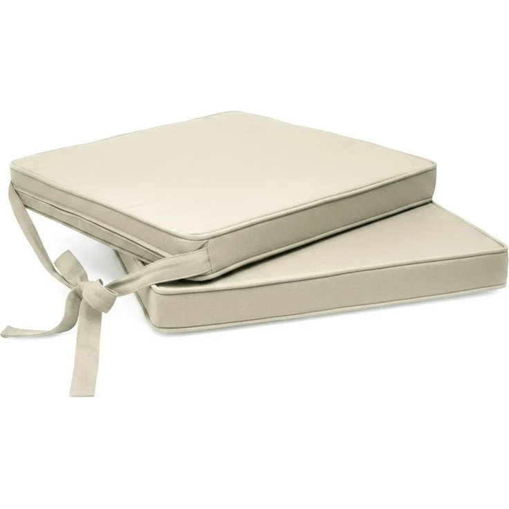 Beautissu Stuhlkissen 2er Set Loft SK Stuhlkissen Natur, 45x40x5cm, Stuhlpolster mit Bändern Sitzkissen für Stühle, rutschfest – Bild 1