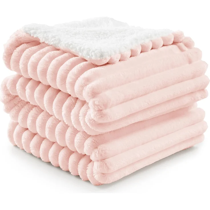 BEDELITE warme Decke Sherpa Kuscheldecke Flauschig Hellrosa 230x270 | dicke Deko Fleecedecke, Cord Überwurf für Wohnzimmer und Schlafzimmer, weiche Wohndecke, Tagesdecke, das ideale Geschenk