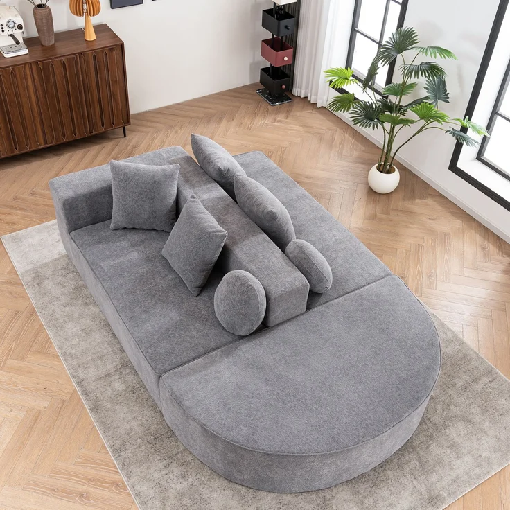 ZUBALIYA Modulares Sofa mit Chenille - Bezug, mit breiten Armlehnen, modular aufgebaut, mit Schaumstoffpolsterung – Bild 7