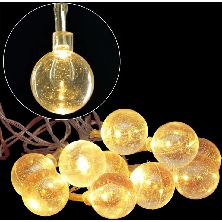 LED Lichterkette mit Glitzerkugeln Weihnachtsbeleuchtung warmweiß Weihnachten – Bild 1