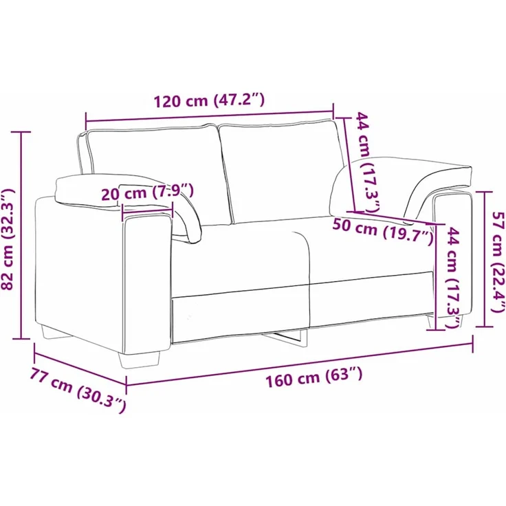 vidaXL Zweisitzer-Sofa Weinrot 160 cm Stoff 4105220 – Bild 9
