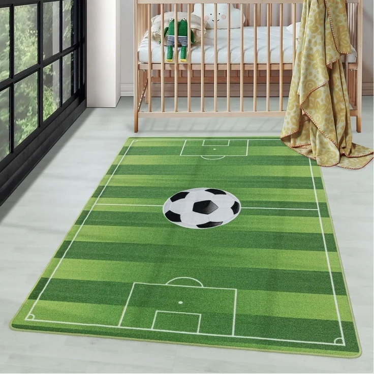 Carpettex Kinderteppich Fußballstadion, Rechteckig, Höhe: 7 mm, Kinderteppich Fußballstadion Teppich Kinderzimmer Rutschfest Waschbar – Bild 1
