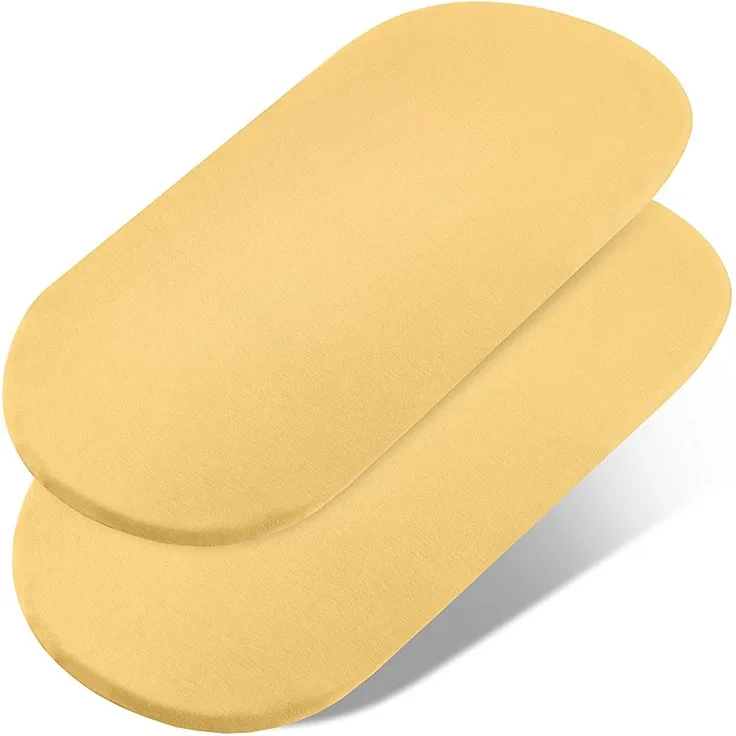 Dudu N Girlie Moses Korblaken voll Spannbettlaken - 75x30 Moses Korb Bettwäsche - Hypoallergene Baby Kinderwagen Bettwäsche Elastisch Atmungsaktiv Pflegeleicht (2 Stück) Gelb