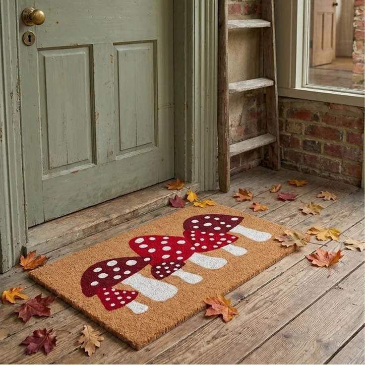 Clayre & Eef Fußmatte Fußmatte FLIEGENPILZE natur rot weiß mit Pilzen Türmatte 75x45cm MC297, rechteckig – Bild 2