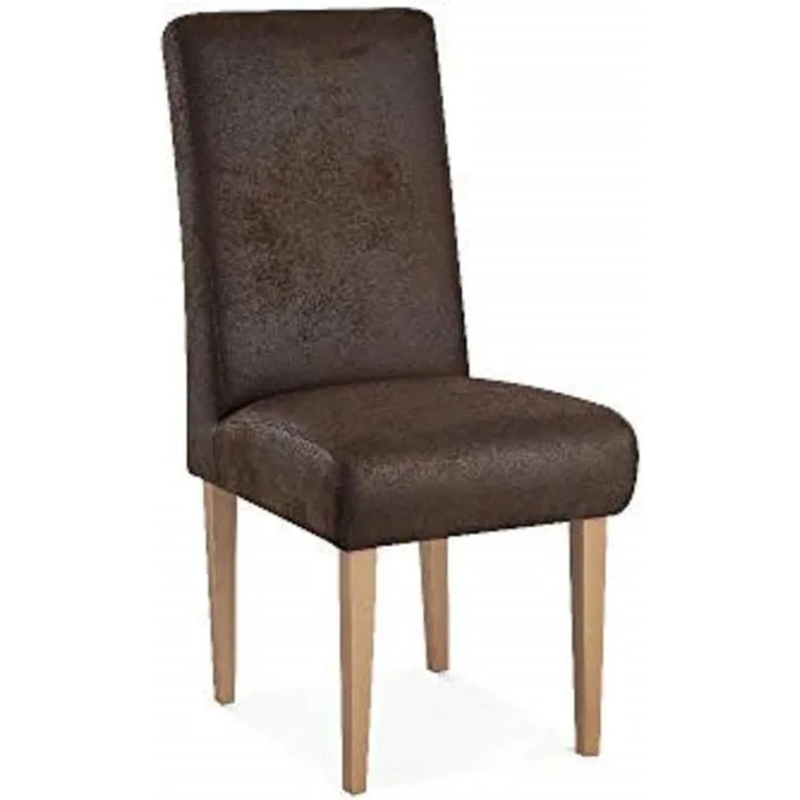 CAVADORE Esszimmerstuhl Kira / Polsterstuhl für Küche, Esszimmer oder Wohnküche in Lederoptik / Passend zur Küchengarnitur Kira / 48 x 103 x 62 / Hochwertiges Mikrofaser: Braun