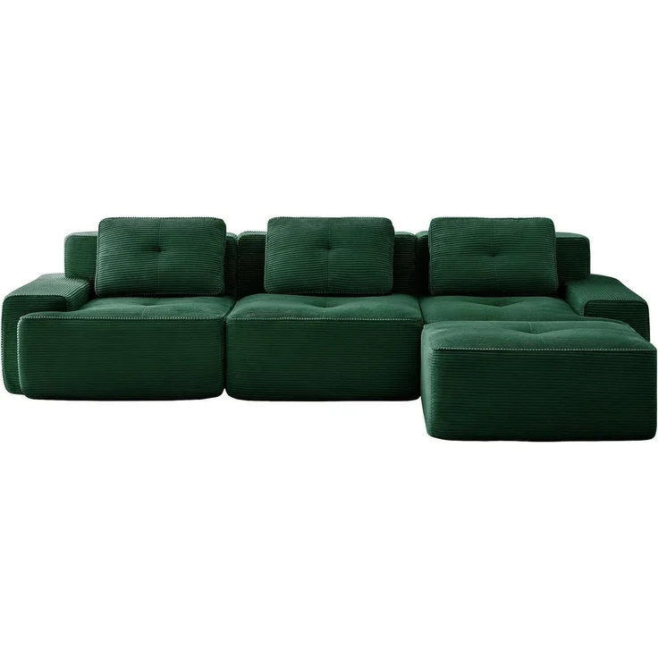 3 Sitzer Sofa modular Ecksofa Cord Grün 3-Sitzer-Sofa + 1 Hockern – Bild 6