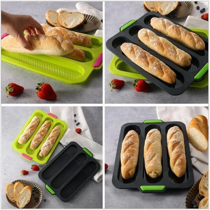 Silikon Baguette Backform Brötchen Brotbackform Antihaft Spülmaschinenfest – Bild 5