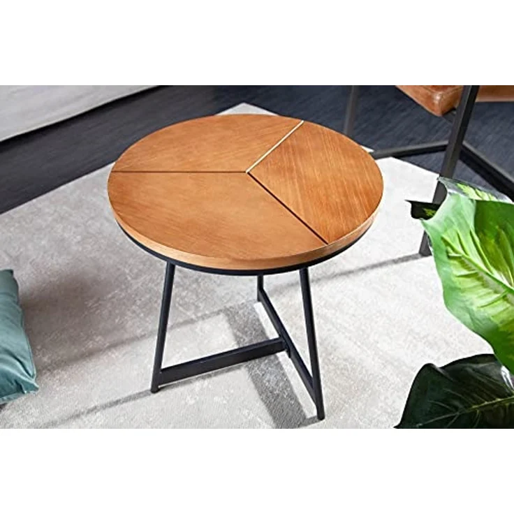 riess-ambiente Beistelltisch OAK ELEGANCE Ø45cm natur / schwarz (Einzelartikel, 1-St), Wohnzimmer · Eiche-Design · Metall · rund · Schlafzimmer – Bild 2