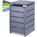 Mülltonnenbox 1er Tonne | bis 240 Liter | Anthrazitgrau RAL 7016 | verzinkter Stahl | Premium Dämpfer| Aufkleber-Set | wetterfest