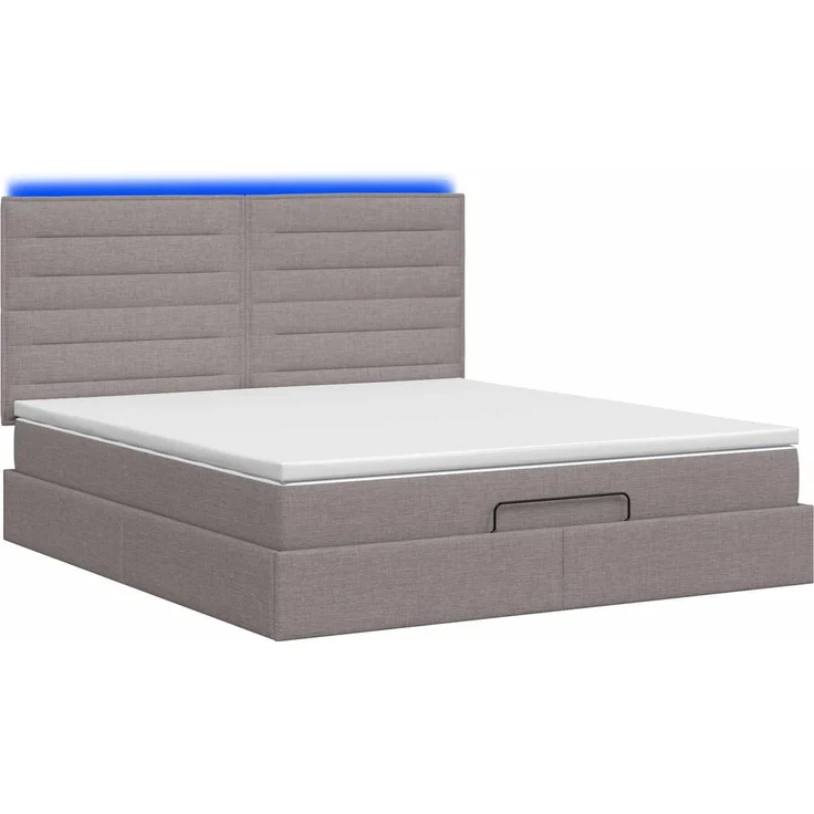 vidaXL Ottoman-Bett mit Matratze und LED Taupe 180 x 200 cm Stoff 3458011 – Bild 9