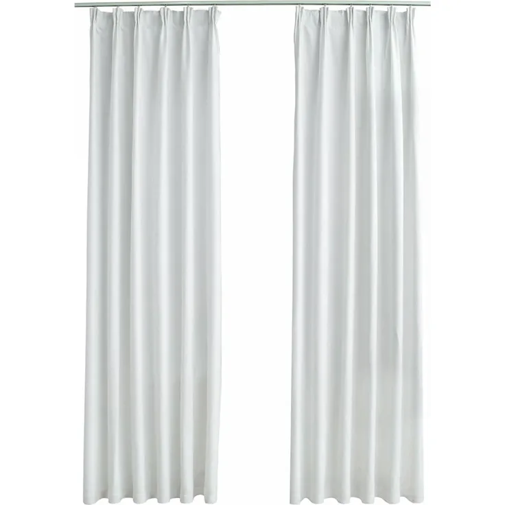 Verdunkelungsvorhänge | für Wohnzimmer & Schlafzimmer mit Haken 2 Stk. Grauweiß 140x245 cm