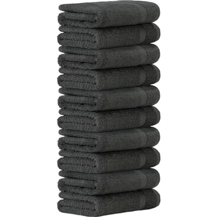 Luckytowel Handtücher Set 50x100 cm, Oeko-TEX Frottee Handtücher mit 600 g/m², flauschig & saugstark, 10er Pack Anthrazit – Bild 1