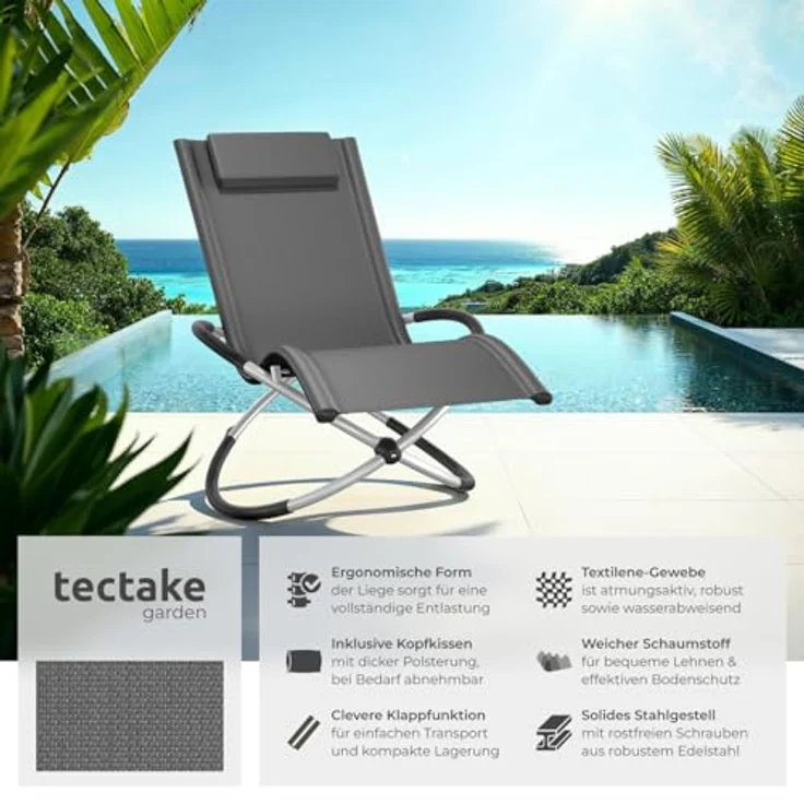 tectake Gartenliege Sonnenliege, 1, 1 St, 1tlg, mit Textilene – Bild 4