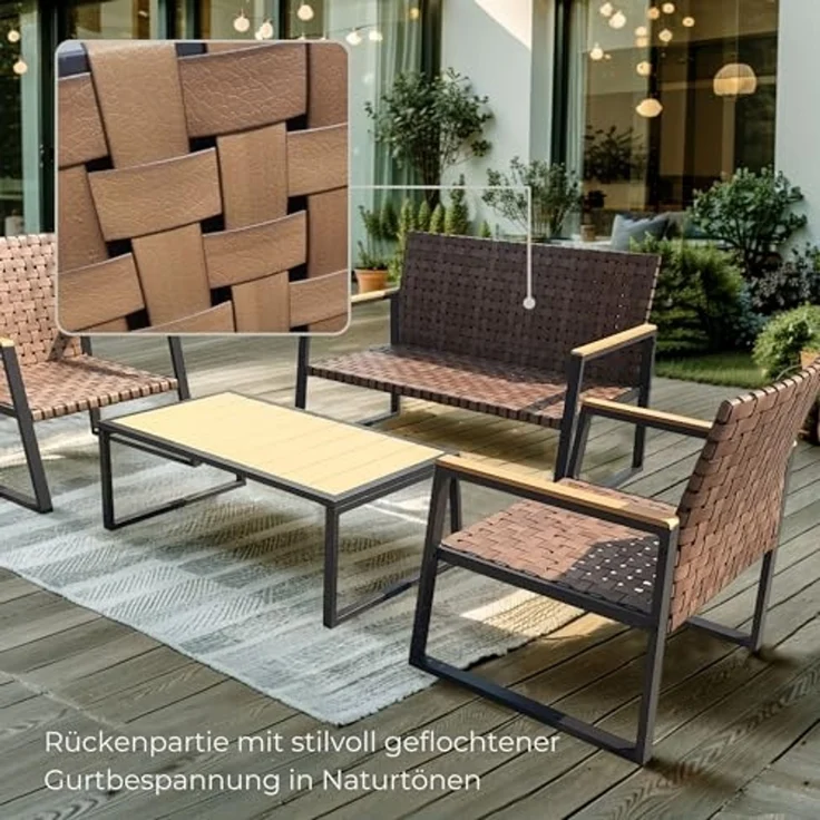 Gartenmöbel Lounge Outdoor Lounge Sitzgruppe Set 4tlg Balkon Lounge Taupe Sahara – Bild 6