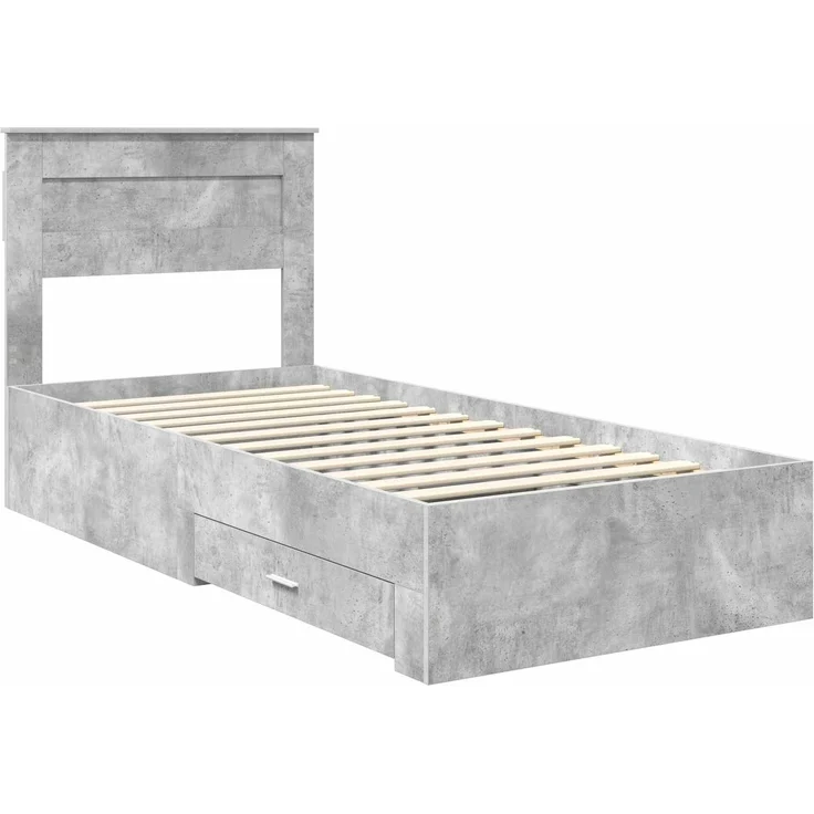 vidaXL Bettrahmen Beton Grau und Silber 75 x 190 cm Holzwerkstoff 3410045 – Bild 3
