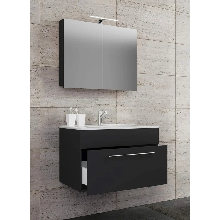 VCM Badmöbel Waschtisch Badinos 914815 Schwarz H. 109 x B. 60 x T. 46 cm – Bild 3