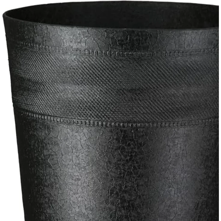 Casablanca Vase Nama, Aluminium schwarz craqueliert, konisch, Höhe 40cm x Ø 17cm, mit goldfarbenen Akzenten und wasserdichtem Design – Bild 3