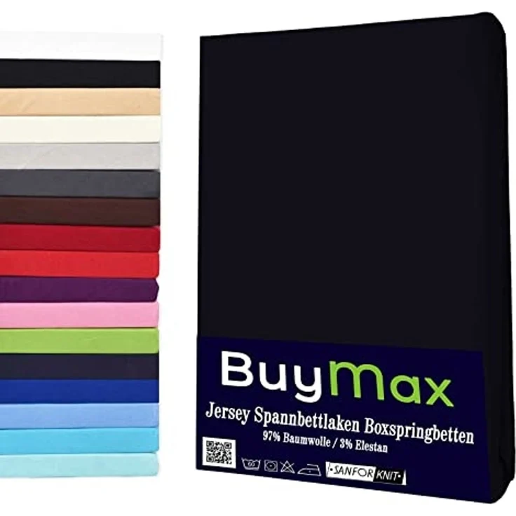 Buymax® Wasserbett Spannbettlaken Stretch 140x200-160x220 cm für Wasserbetten und Boxspringbetten Bettbezug für Matratzen bis 35 cm Matratzenhöhe, Schwarz – Bild 1