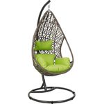 greemotion Hängesessel Kuba, braun/grün, Stahl, Polyethylengeflecht, Kissen aus Polyester, 210x103 cm