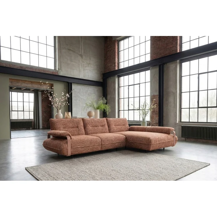 KAWOLA Ecksofa ANISSA Stoff rostbraun manuelle Rückenverstellung Longchair rechts 84 x 185 x 297 cm – Bild 1