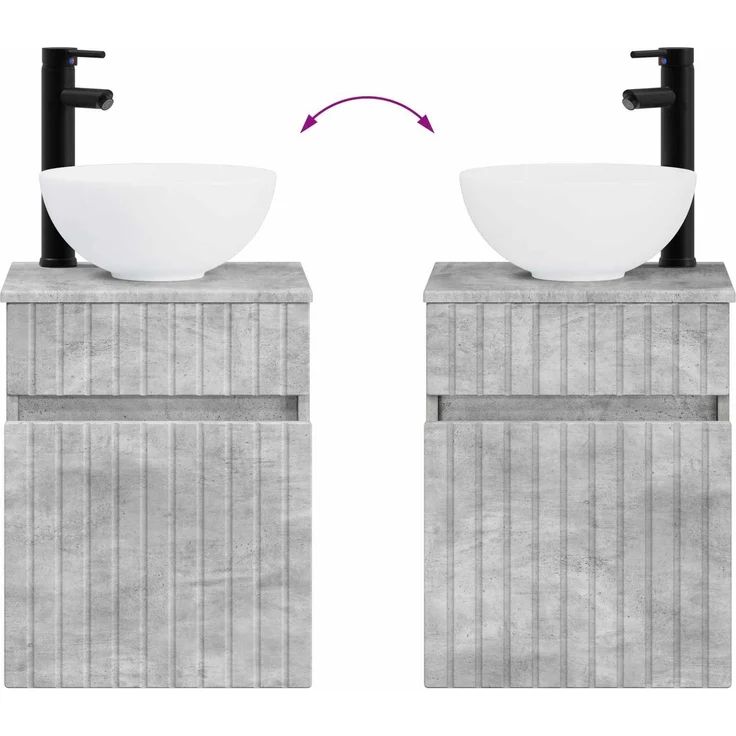 vidaXL Badezimmerschrank-Set 2 stk. Betongrau 33 x 34,5 x 100 cm 3406136 – Bild 9