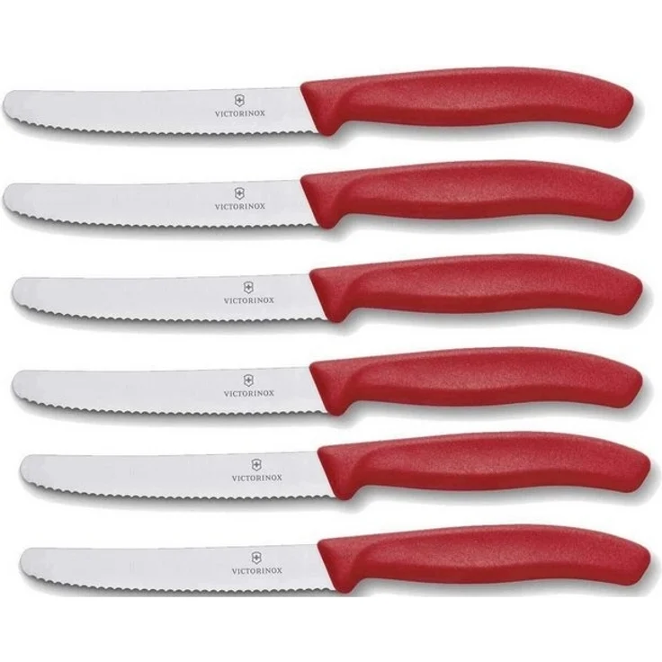 Victorinox | Tafelmesser Set | 6er Set | Swiss Classic | roter Griff | ideal für den täglichen Gebrauch | spülmaschinengeeignet | hochqualitative Klinge – Bild 2