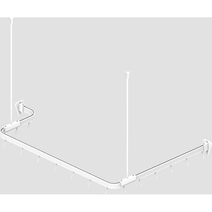 Euroshowers GmbH Duschvorhangstange Flexibel Weiß 300 cm, 1-läufig, Wand, Decke, Schrauben, Aluminium, Kann von Hand gebogen werden – Bild 2