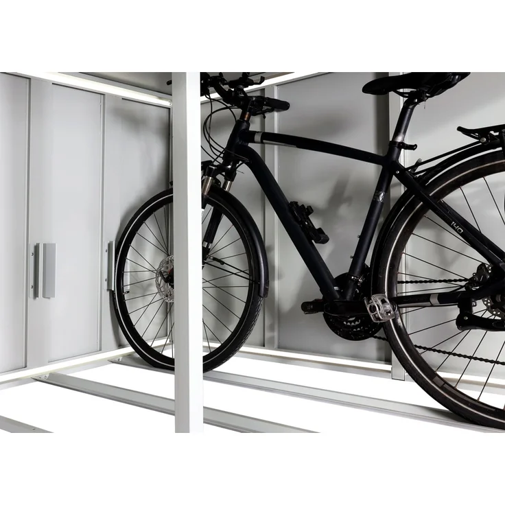 Mendler 'HWC-L56b' 4er-Fahrradgarage mit Pflanzkasten, abschließbar, verzinkter Stahl hellgrau, 220 x 210 x 126 cm – Bild 7