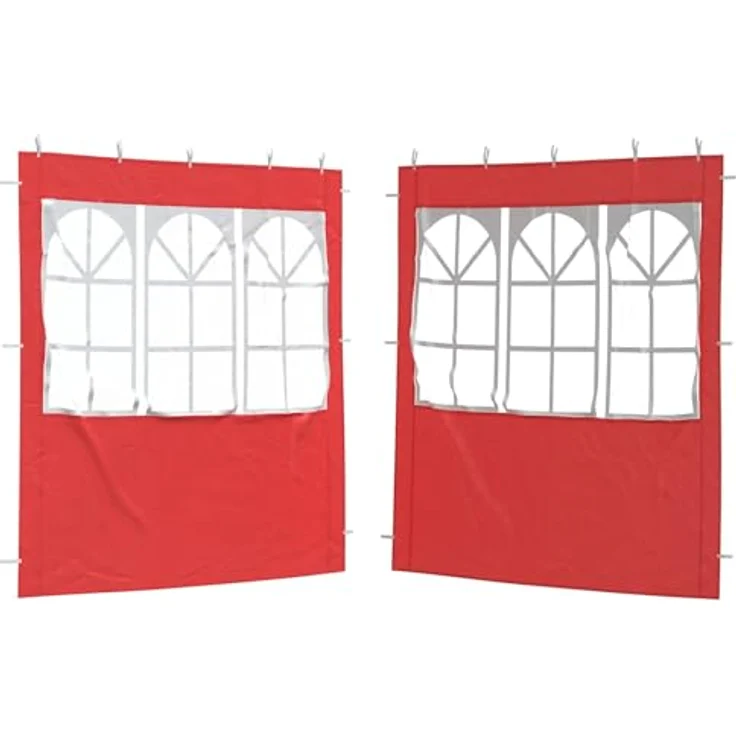vidaXL Pavillon 200 x 195 cm, Party Zelt Seitenteil 2er Set, rot, aus Stahl und PE素材 – Bild 1