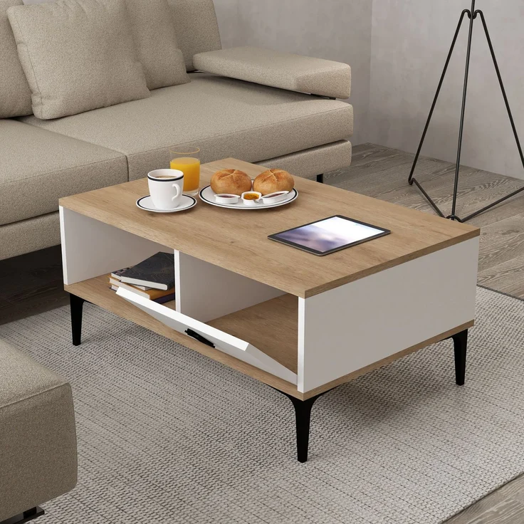 Skye Decor 'Sare 2002' Couchtisch, Saphir-Eiche / Weiß, 90 x 41,5 x 60 cm – Bild 2