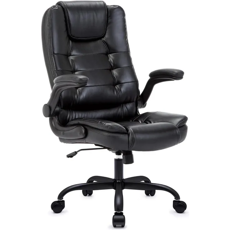 Ergonomischer Bürostuhl 360° Drehstuhl Schwarz Kunstleder 150kg