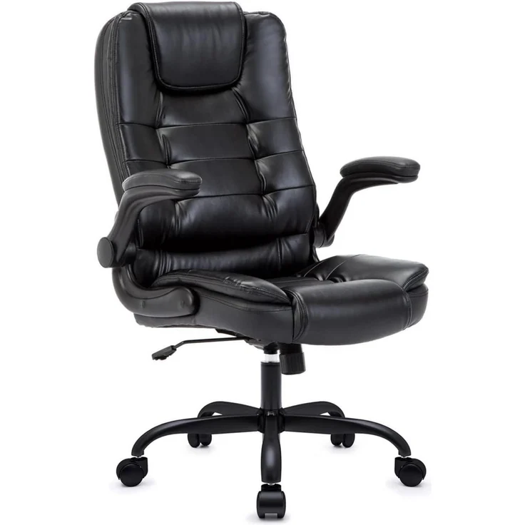 Ergonomischer Bürostuhl 360° Drehstuhl Schwarz Kunstleder 150kg – Bild 1