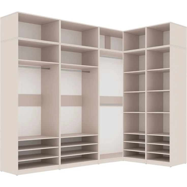 Marmex Möbel Tres Set-X/N Einbauschrank ohne türen, Schrankset mit Aufsätzen, Kompaktgarderobe für Kleidung und Schuhe, laminierte Spanplatte, graubeige cashmere 311/100x246x51 cm – Bild 10
