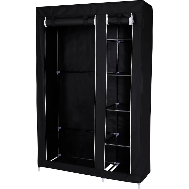 dibea Stoffschrank 175 x 110 x 45 cm (Kleiderschrank, Faltschrank), schwarz