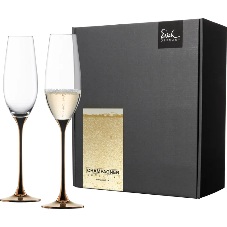 Eisch Sektglas 2er Set Kupfer Champagner Exklusiv, Sektkelch, Sektflöte, Kristallglas, Kupfer, 180 ml, 47750092