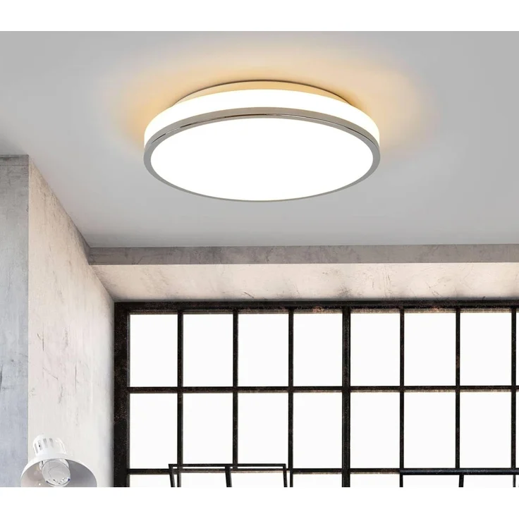 Lindby Deckenleuchten Lyss, LED-Leuchtmittel fest verbaut, warmweiß, Modern, Glas, Metall, weiß, chrom, inkl. Leuchtmittel, Bad – Bild 5