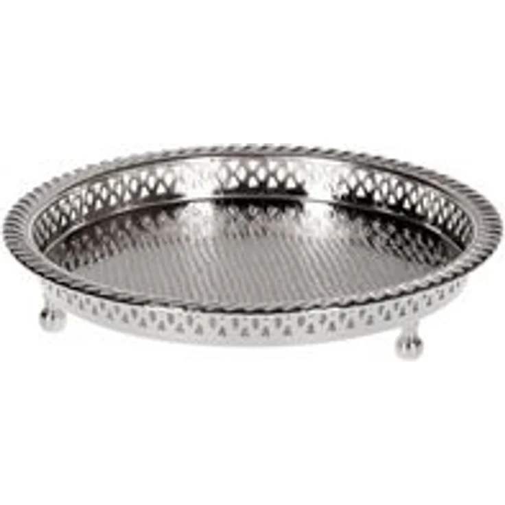 Marrakesch Orient & Mediterran Interior Dekotablett Orientalisches Tablett Silber Mahra 32cm (1 St), Handarbeit – Bild 6