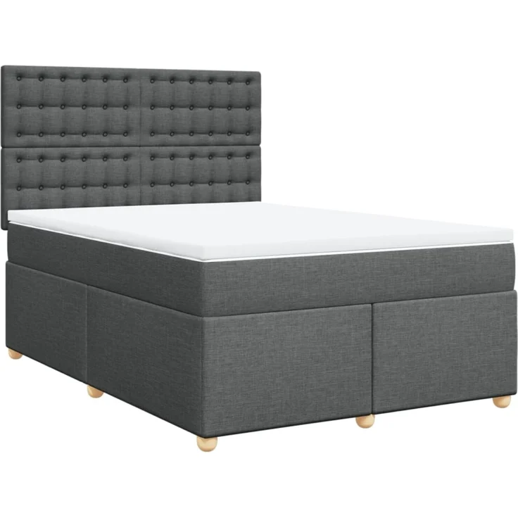 vidaXL Boxspringbett mit Matratze Dunkelgrau 160x200 cm Stoff 3293646 – Bild 3