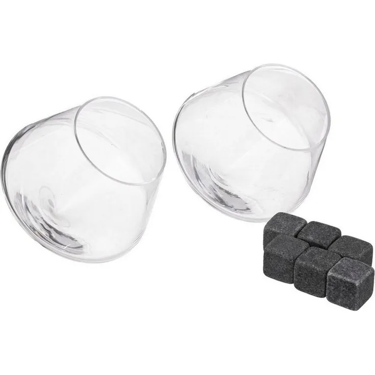 Whisky-Gläser + Mehrweg-Eiswürfel, Barzubehör