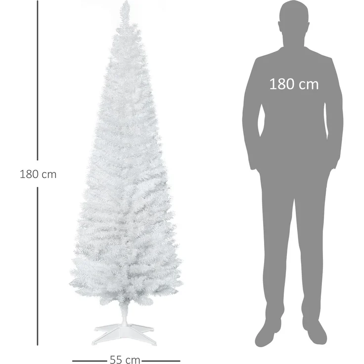 HOMCOM Weihnachtsbaum, Kunststoff, Metall, Weiß, Ø55 x 180H cm – Bild 3